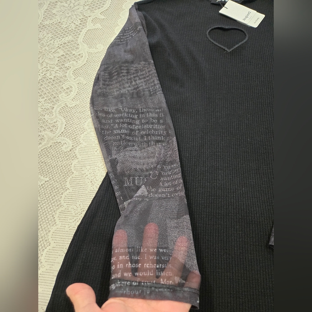 Desigual Black Dress with Lavender Sleeves - Picture 7 of 12